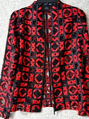 COOL RED & BLACK CUT OUT DESIGN W MESH BEHIND LADIES JACKET SIZE SMALL